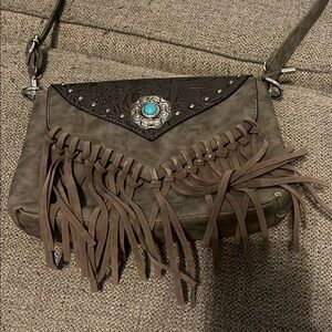 Brown Fringe Crossbody Bag